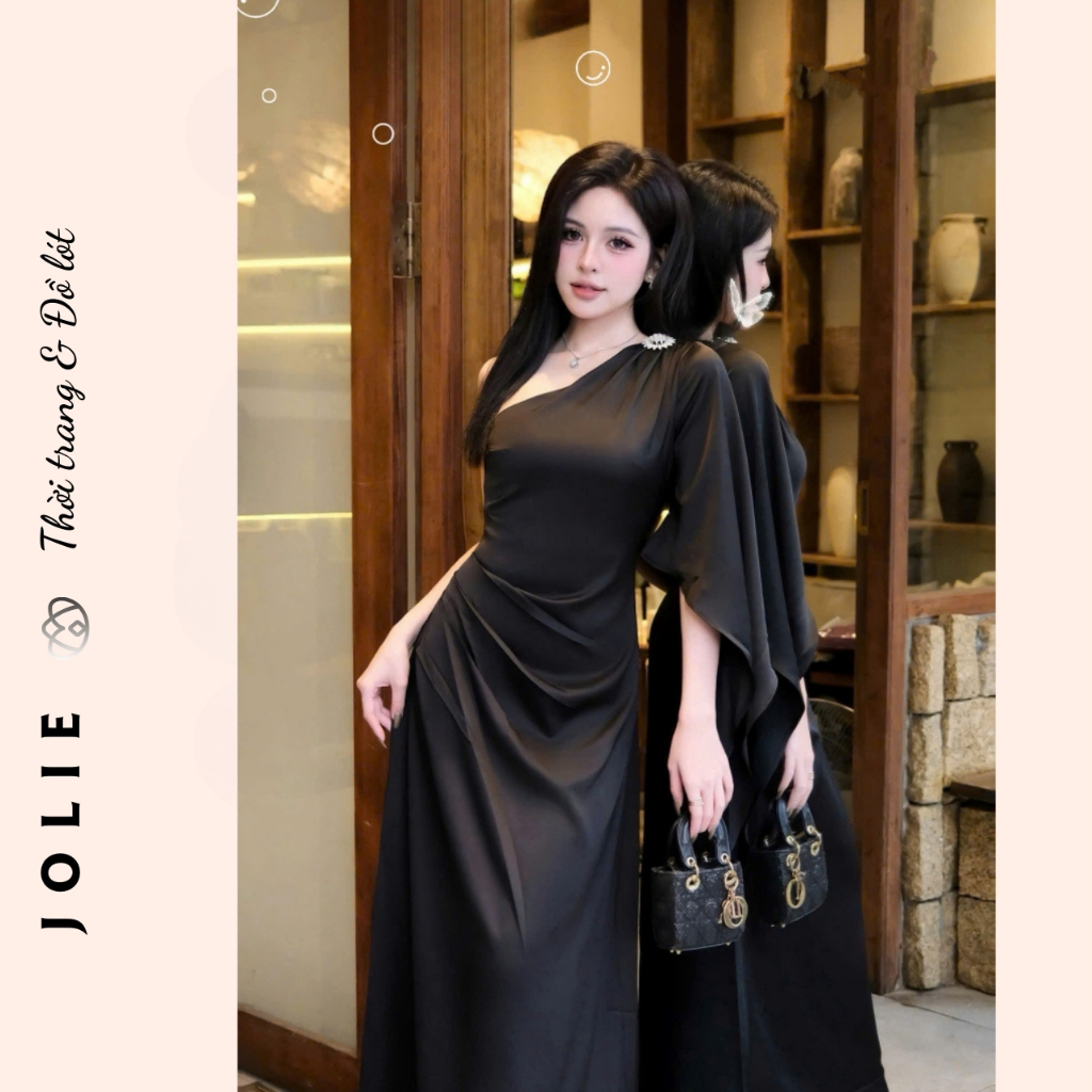 Đầm Dạ Hội JOLIE Lệch Vai Dáng Dài - Váy Maxi Tay Cánh Tiên Xẻ Tà Sang Trọng