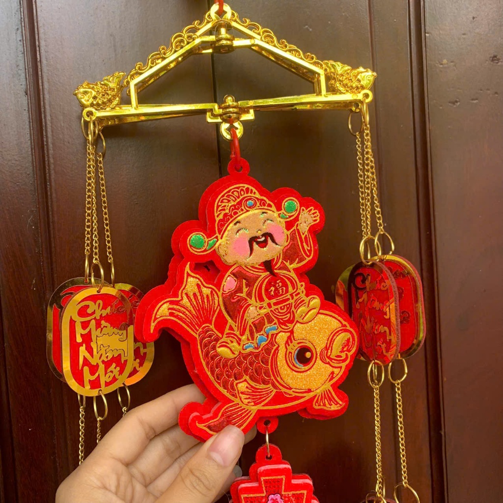 Chuông Thần Tài Cưỡi Cá Chép Trang Trí Tết - Đón Năm Mới.