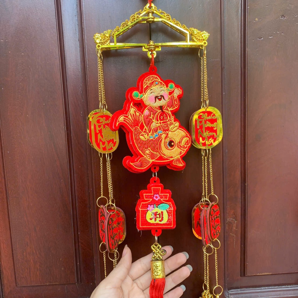 Chuông Thần Tài Cưỡi Cá Chép Trang Trí Tết - Đón Năm Mới.