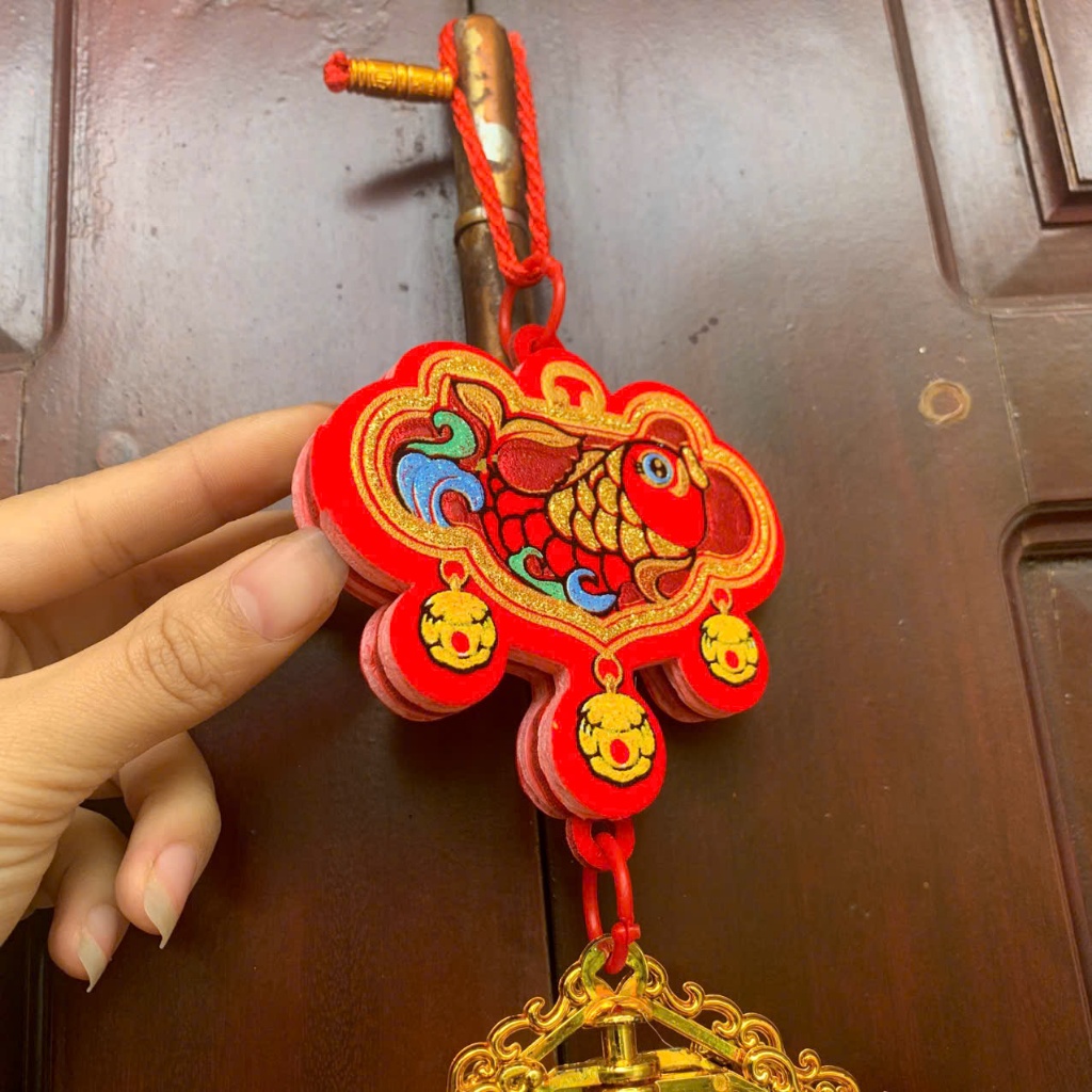 Chuông Thần Tài Cưỡi Cá Chép Trang Trí Tết - Đón Năm Mới.