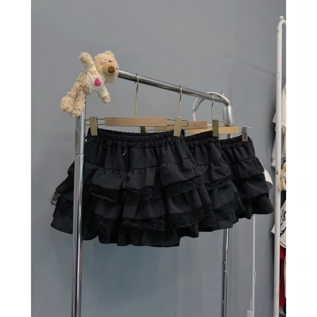 Chân Váy Xoè Bồng 3 Tầng Phối Ren Chất Kate Hàn Dày Dặn Có Quần Bảo Hộ Phong Cách Tiểu Thư