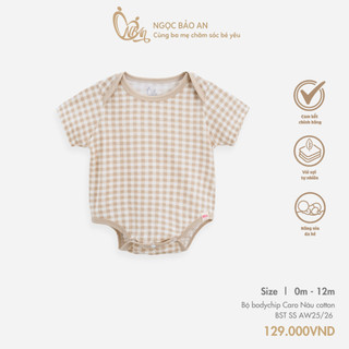 M&B (0-12M) Bộ bodychip sơ sinh, bodysuit Gấu Nâu cotton cao cấp mềm mịn, thoáng mát thấm hút mồ hôi