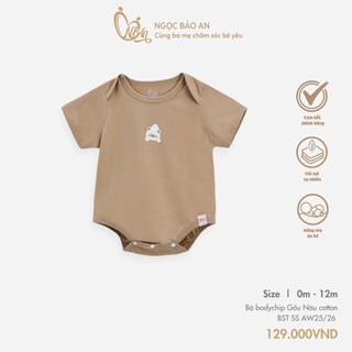 M&B (0-12M) Bộ bodychip sơ sinh, bodysuit Gấu Nâu cotton cao cấp mềm mịn, thoáng mát thấm hút mồ hôi