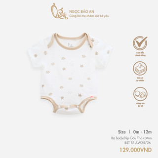 M&B (0-12M) Bộ bodychip sơ sinh, bodysuit Gấu Nâu cotton cao cấp mềm mịn, thoáng mát thấm hút mồ hôi