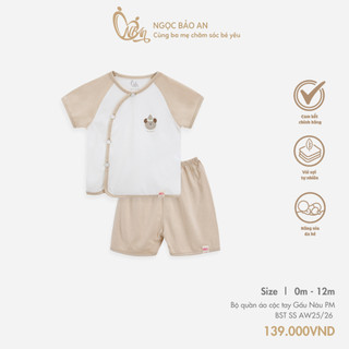 M&B (0-12M) Bộ quần áo cộc tay Gấu Nâu chất cotton cao cấp mềm mịn, thoáng mát thấm hút mồ hôi tốt BST SS255