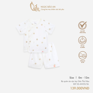 M&B (0-12M) Bộ quần áo cộc tay Gấu Nâu chất cotton cao cấp mềm mịn, thoáng mát thấm hút mồ hôi tốt BST SS255