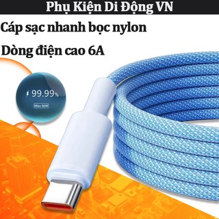 Cáp Sạc Nhanh 66W Bọc Nylon Bền Bỉ Hỗ Trợ PD QC Tương Thích iPhone 16 15  14 13 12 11 OPPO Samsung Xiaomi
