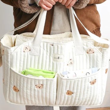 Túi đựng tã bỉm CALLUX KIDS chất vải chần bông mềm mại, Túi bỉm sữa cho mẹ họa tiết dễ thương