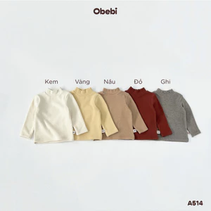 Áo Thun Giữ Nhiệt Trơn Cổ Ba Phân Obebi Ấm Áp Giữu Nhiệt Tốt Áo Tết Cho Bé Trai Bé Gái từ 5kg - 23kg A514