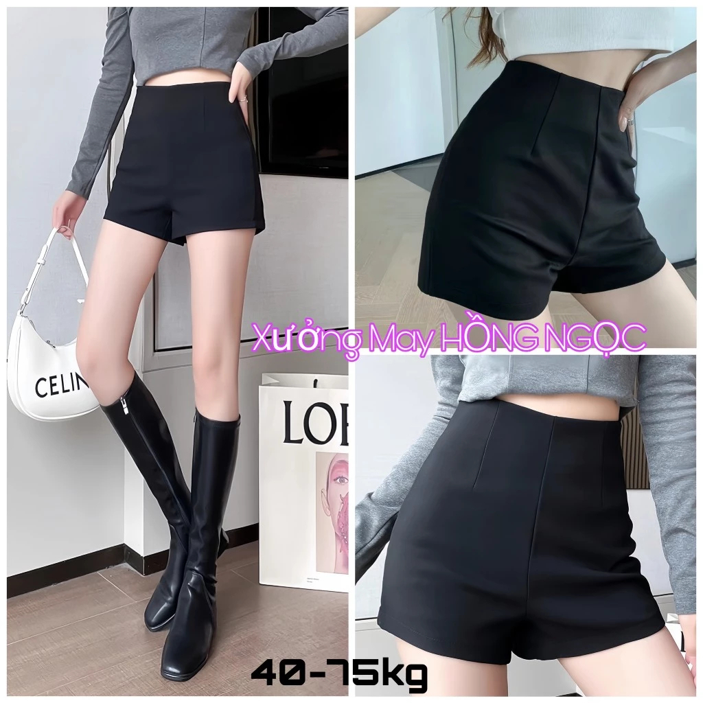 Quần Short Nữ UMI Co Giãn Ôm Đùi Cạp Cao Khóa Kéo Mặc 2 Mặt Bigsize Đến 75kg
