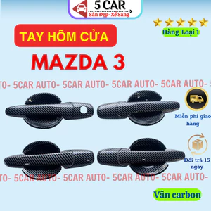 Ốp tay nắm, hõm cửa xe Mazda 3 đời 2015- HIỆN NAY - nhựa ABS Vân Carbon cao cấp