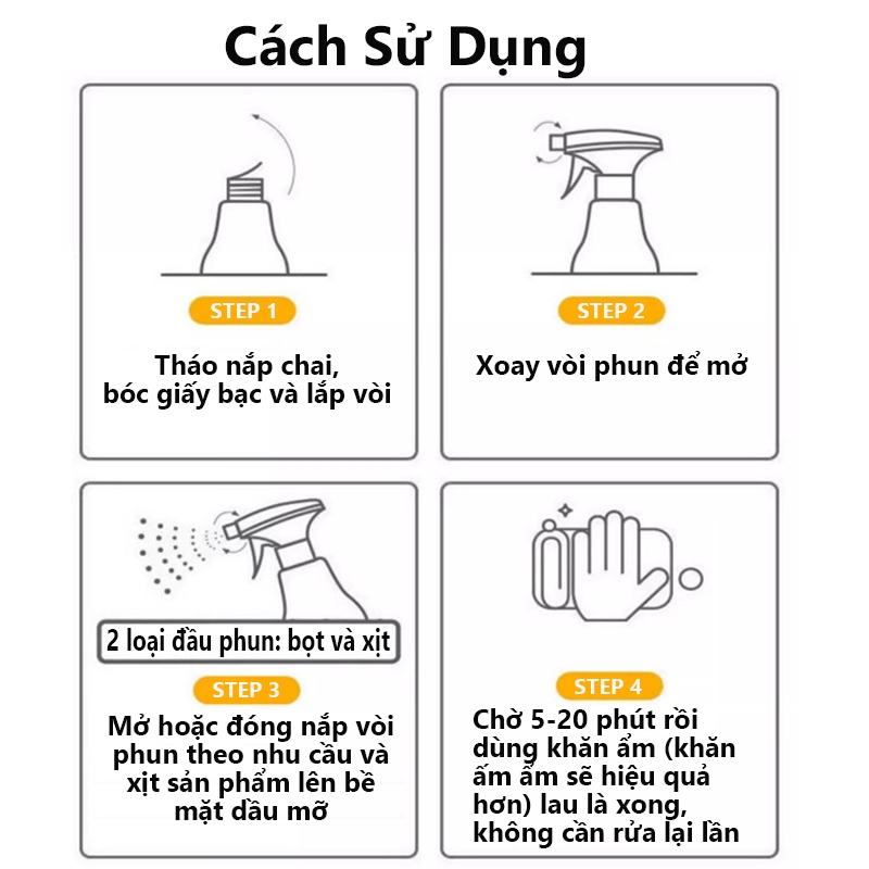 Chất tẩy dầu mỡ 500ml  chai lau bếp đa năng tẩy xoong nồi hút mùi bếp gas 】