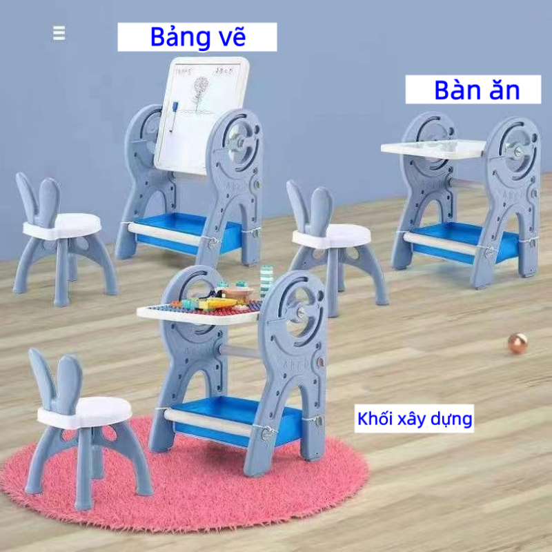 Bàn xếp hình đa năng cho bé, bảng vẽ cho trẻ em, đồ chơi giáo dục 3 trong 1, bàn học cho bé, quà tặng cho bé