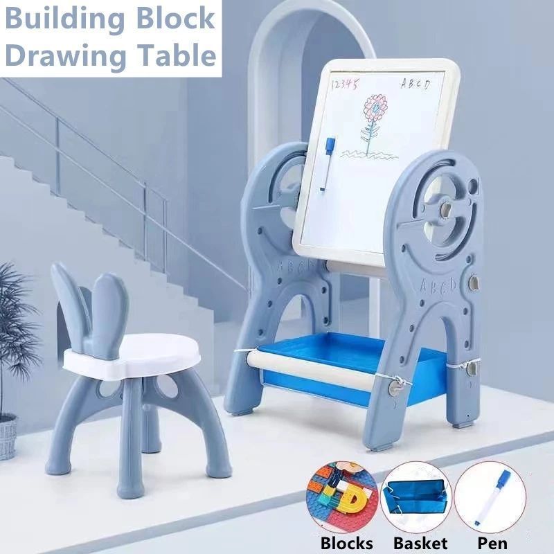 Bàn xếp hình đa năng cho bé, bảng vẽ cho trẻ em, đồ chơi giáo dục 3 trong 1, bàn học cho bé, quà tặng cho bé