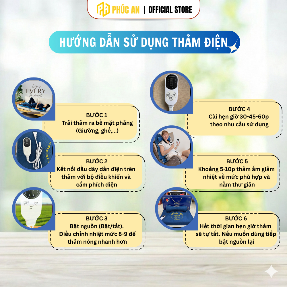 Combo 4 Thảm Điện Ngải Cứu Phúc An  – Giải Lưu Thông Tuần Hoàn Máu, Giảm Đau Xương Khớp, Giúp Giấc Ngủ Sâu