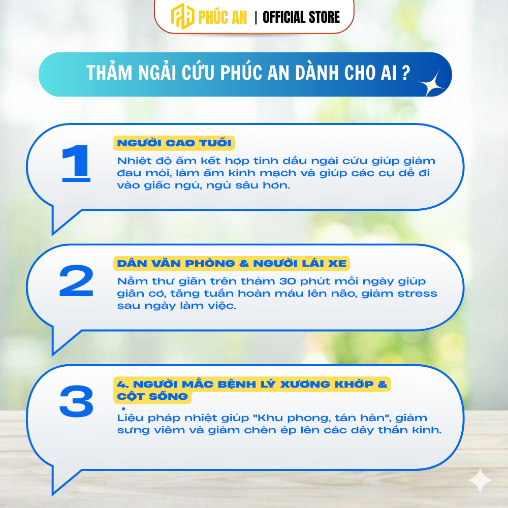 [TẶNG GỐI] Combo 3 Thảm Điện Ngải Cứu Phúc An – Giảm Căng Cơ, Tăng Tuần Hoàn Máu, Hỗ Trợ Giấc Ngủ Ngon
