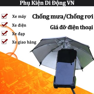 Giá đỡ điện thoại hình ô mini chống sốc chống mưa gió gắn ghi đông hoặc gương xe máy, tương thích nhiều dòng máy