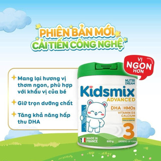 [Hàng Pháp] Sữa Kidsmix Advanced số 1,2,3 800g cho bé 0-12 tháng, 1tuổi trở lên,DHA HMOs tăng đề kháng,canxi,D3 tăng cao