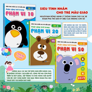 Sách - Combo 3 Cuốn Siêu Tính Nhẩm Cộng Trừ Cho Trẻ Mẫu Giáo Phạm Vi 10,20,50