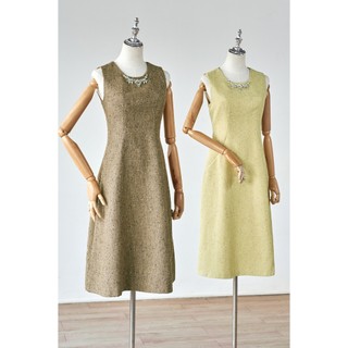 Đầm Dạ Hội Dáng Xoè Sát Nách Đầm Tweed Hàn Cổ Tròn Đính Đá Sang Trọng SHE'S BACK S63L25T002