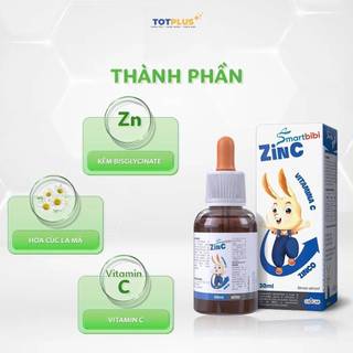 Smartbibi Zinc - kẽm cho bé giúp bé ăn ngon, cải thiện biếng ăn chai 30ml - Nhập khẩu chính hãng