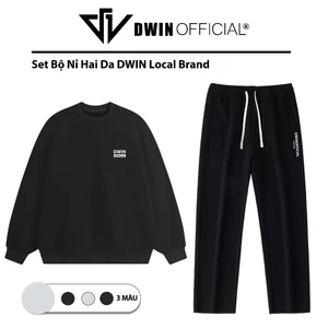 Set đồ bộ nỉ thu đông DWIN áo sweater và quần dài ống suông chất nỉ 2 da giữ ấm tốt Local Brand DB01A