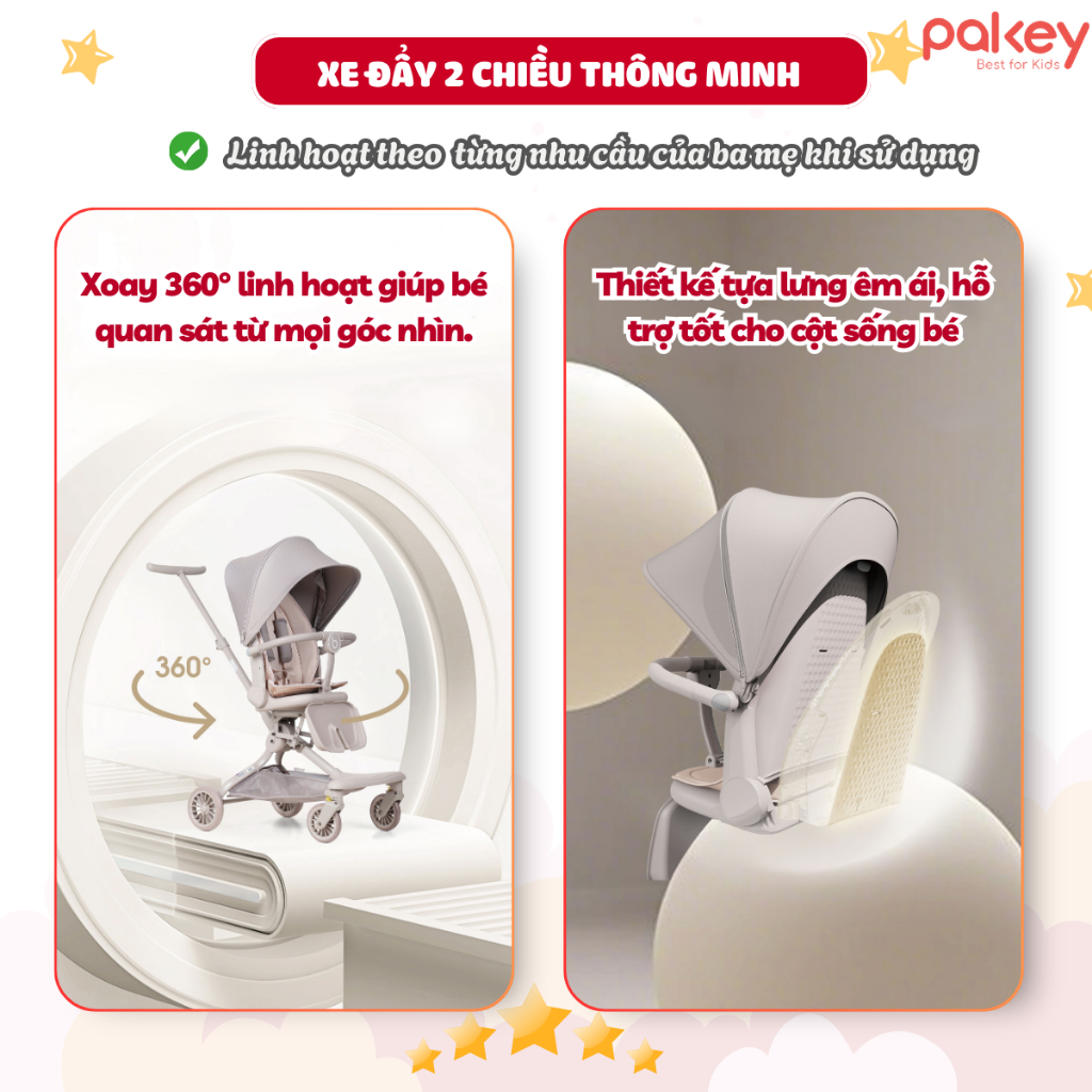 [Mới] Xe Đẩy Cho Bé Baobaohao V22-A Chính Hãng, Xe Đẩy Gấp Gọn Đảo 2 Chiều 360 Độ Với 3 Chế Độ Ngả Tiện Lợi Cho Bé