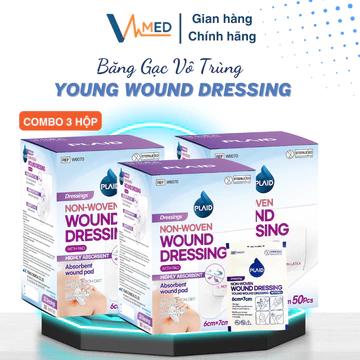 Combo 3 hộp Băng gạc vô trùng Young Wound Dressing - Băng gạc bảo vệ và thấm hút dịch vết thương