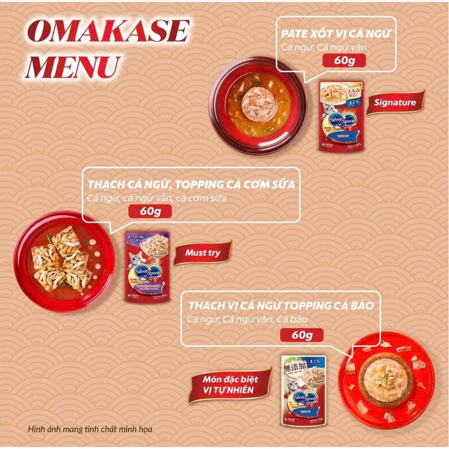 Combo 24 Gói Pate Cho Mèo Silver Spoon 60gram - Thức Ăn Ướt Cho Mèo Silver Spoon-Dạng Sốt, Thạch