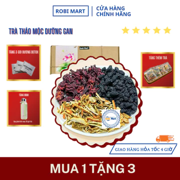 [Mua 1 tặng 3] Trà thảo mộc dưỡng gan, trà mát gan, giải nhiệt, thanh lọc Robimart (hoa atiso đỏ, trần bì, dâu tằm)