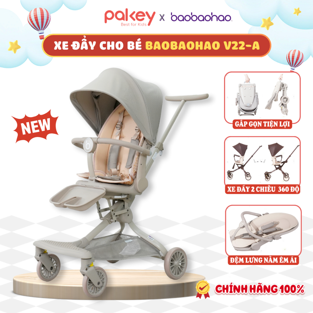 [Chính Hãng] Xe Đẩy Baobaohao V22-A Mẫu Mới Cho Bé, Xe Đẩy Gấp Gọn Trọng Lượng Siêu Nhẹ Dễ Dàng Mang Đi Du Lịch