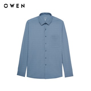 Owen - Áo sơ mi dài tay Regular Fit AR256048DT màu Xanh đậm chất liệu Knit cao cấp