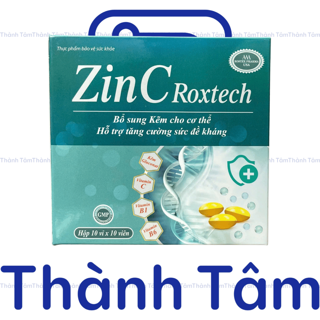 ( Xanh Nhạt ) Viên uống tăng đề kháng ZinC Roxtech bổ sung kẽm hỗ trợ tăng cường sức khoẻ - Hộp 100 viên