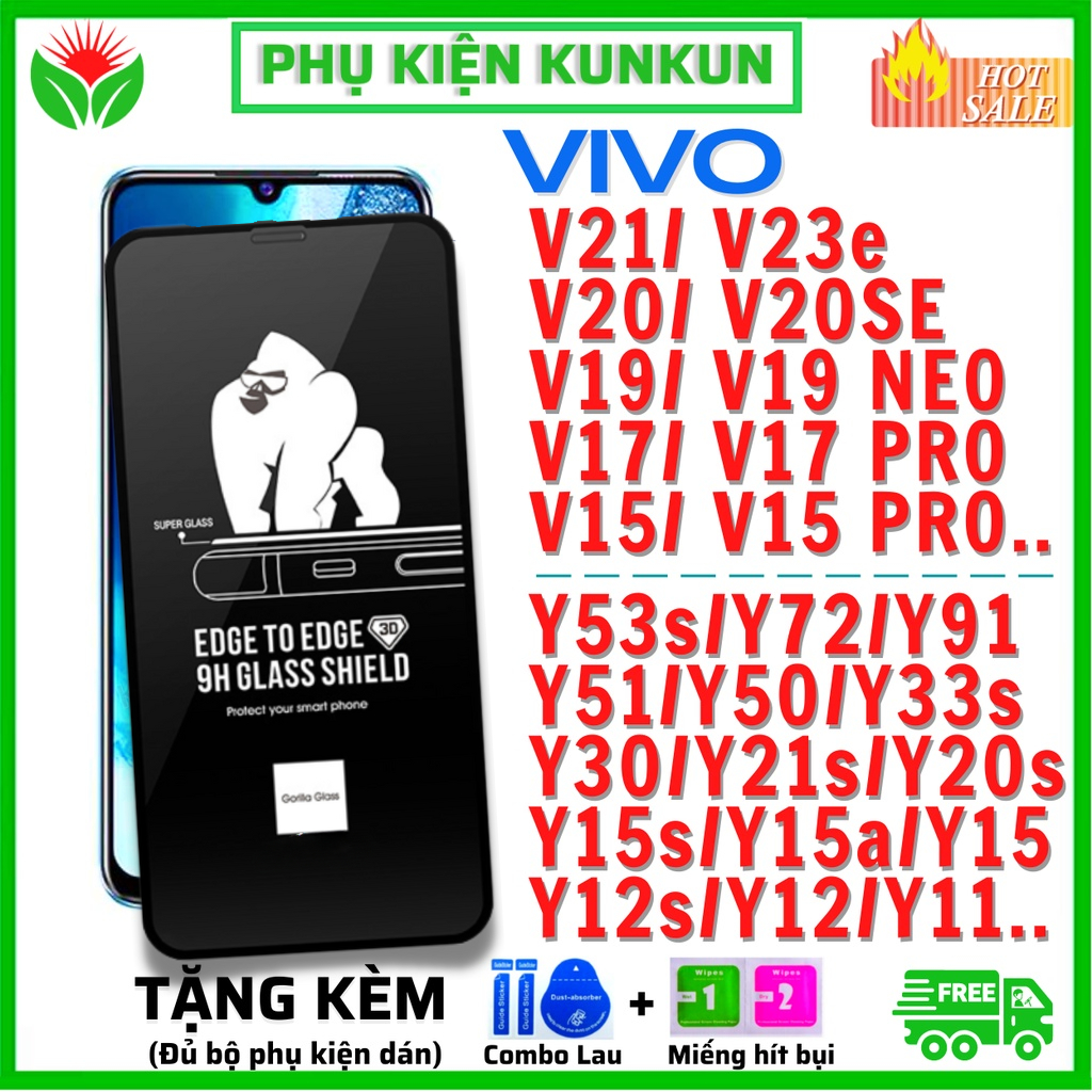 Kính Cường Lực VIVO V60 lite Y1s/Y11/Y12/Y15a/Y15s/Y12s/Y20s/Y21s/Y30/Y33s/Y50 Full Keo 9H – Trong Suốt HD – Full Màn KK