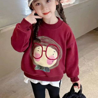 K19-[tomnaukids] Áo Sweeter đỏ in Hình cô Gái chất liệu Nỉ bông cho bé size từ 9-40Kg