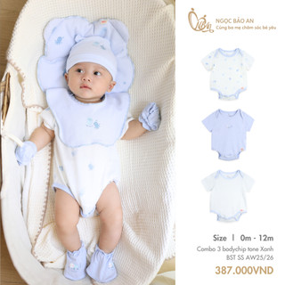 M&B (0-12M) Bộ bodychip sơ sinh, bodysuit Bạch Tuộc Xanh cotton cao cấp mềm mịn, thoáng mát thấm hút tốt BST SS255