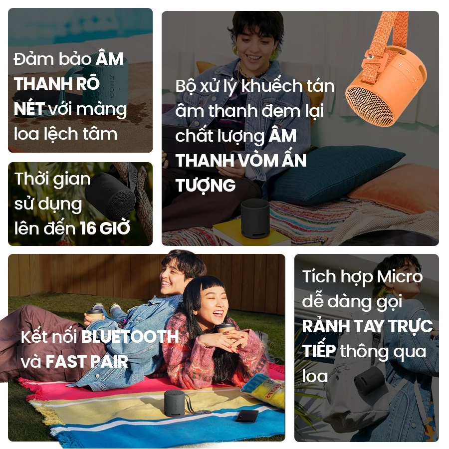 Loa bluetooth mini Sony SRS-XB100 kháng nước IP67 pin 16 giờ bass mạnh mẽ