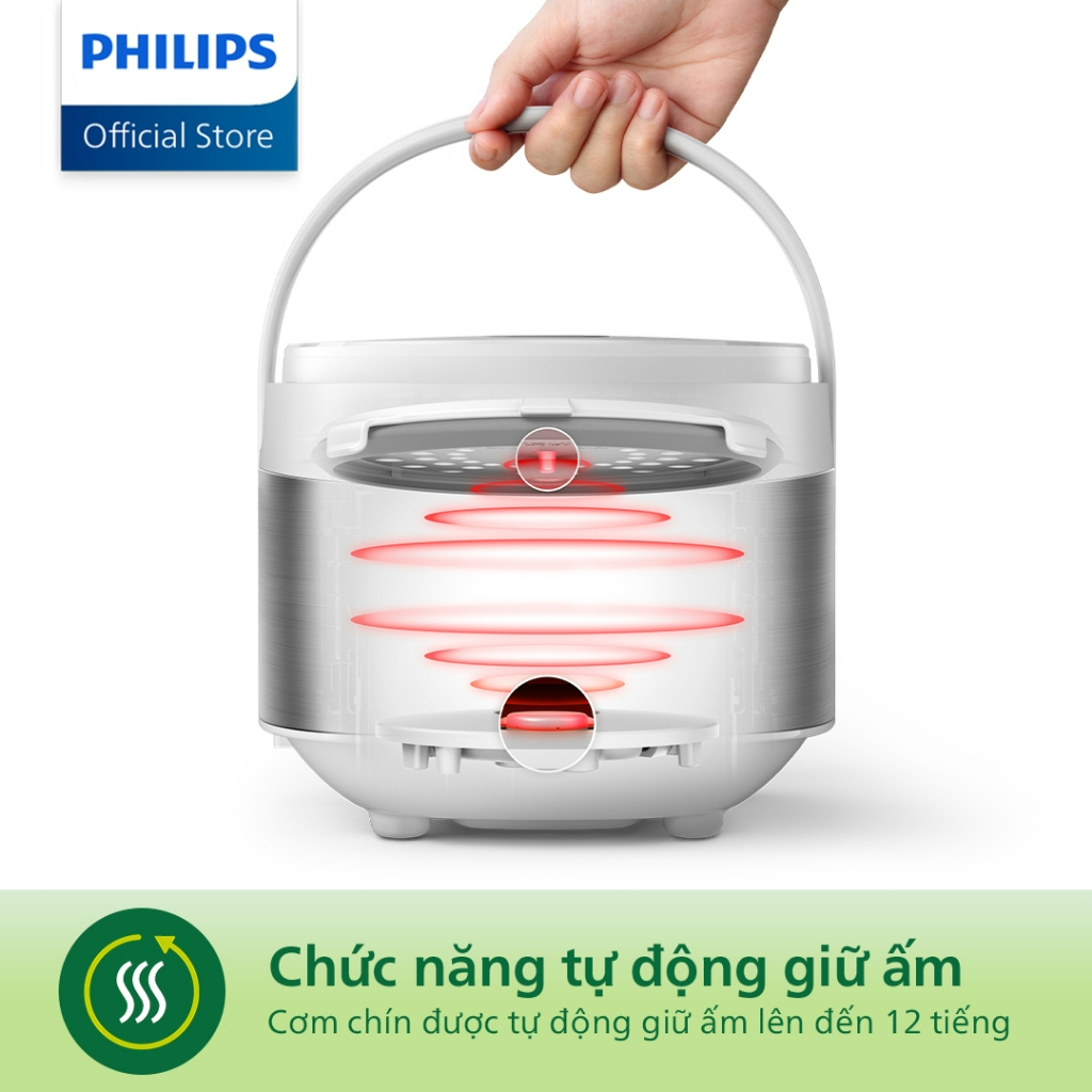 Nồi cơm điện tử mini Philips HD3170/66 |600W| 0.85 lít - Hàng Chính Hãng - Bảo hành 24 tháng