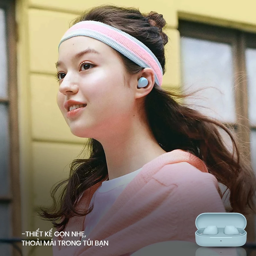 Tai nghe Bluetooth Sony WF-C510 pin 22h, kết nối đa điểm, chống nước IPX4, âm thanh 360 độ
