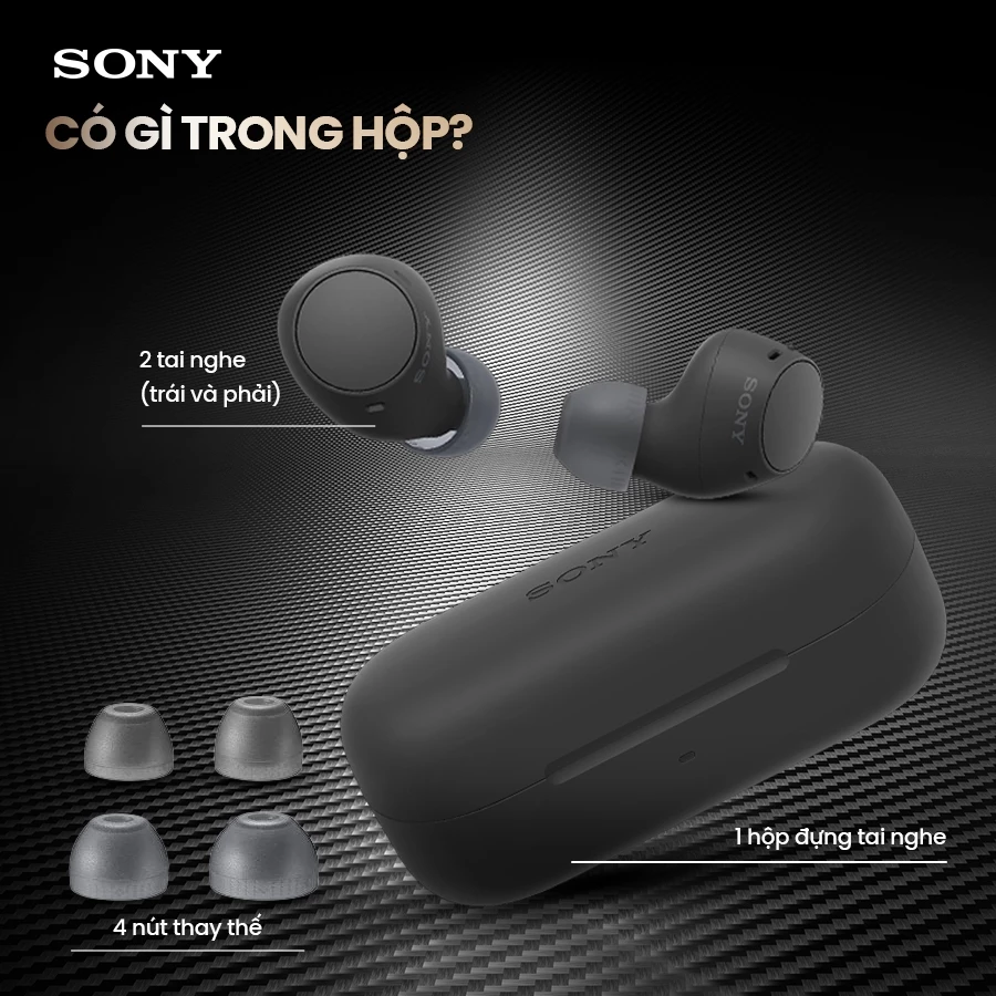 Tai nghe Bluetooth Sony WF-C510 pin 22h, kết nối đa điểm, chống nước IPX4, âm thanh 360 độ