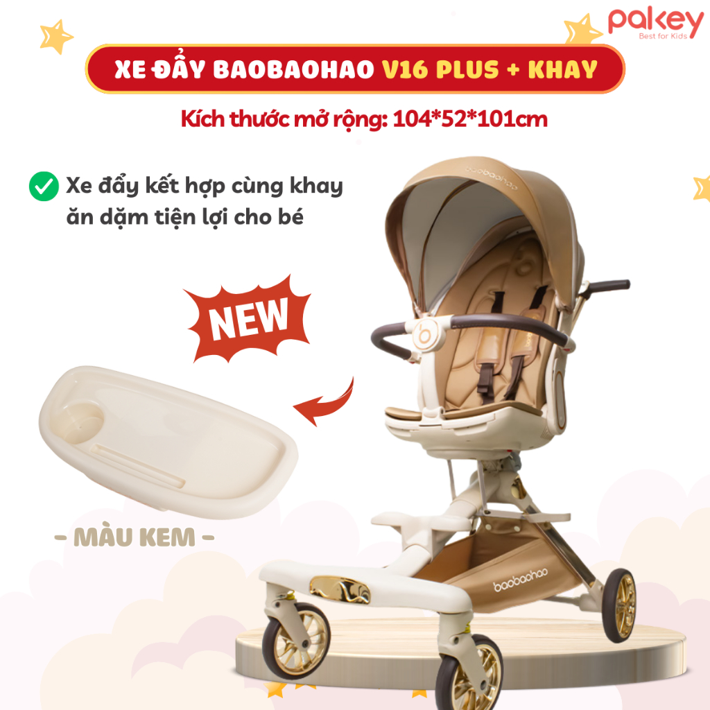 [Có Hỏa tốc] Xe Đẩy Cho Bé Mẫu Cải Tiến MỚI Nhất Baobaohao V16 Plus, Xe Đẩy Gấp Gọn Du Lịch Có Mái Che Bánh Xe EVA Êm Ái