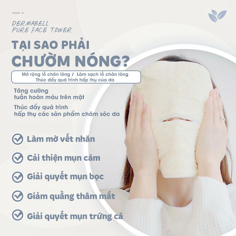 《Dermabell Vietnam》Khăn Chườm Nóng, Lạnh Mặt Hàn Quốc - Mở Lỗ Chân Lông, Thư Giãn Da