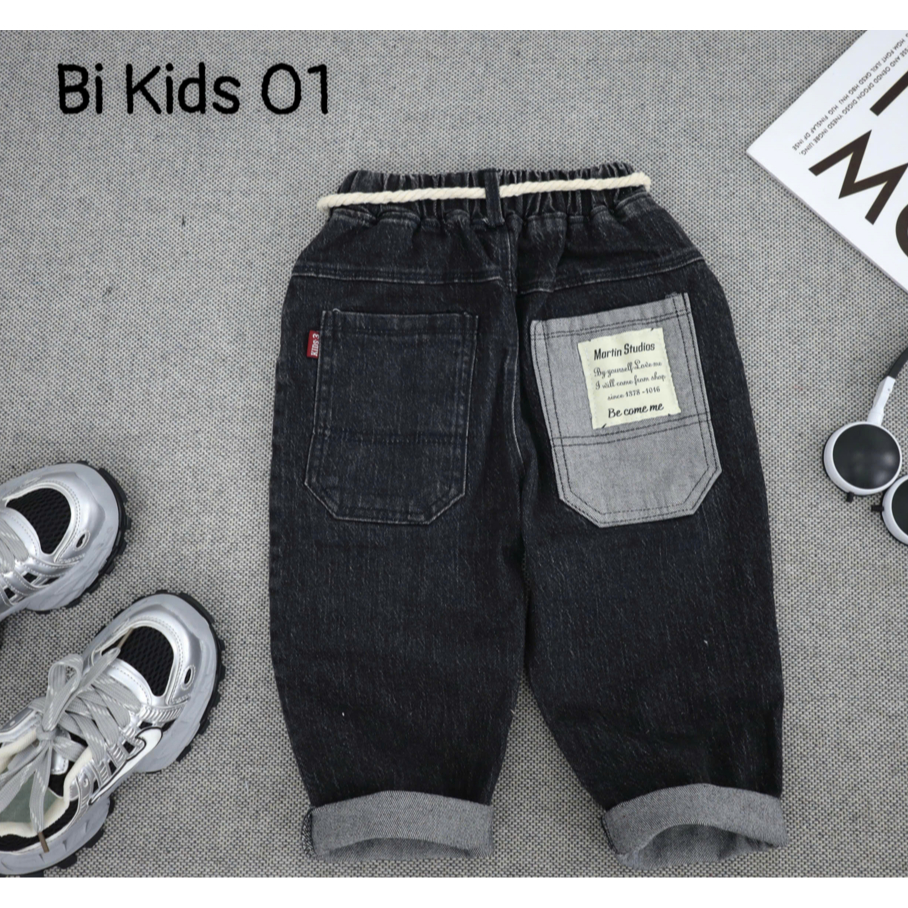 {Size Nhỡ - Đại } Quần jean bé trai phom baggy túi sau bạc