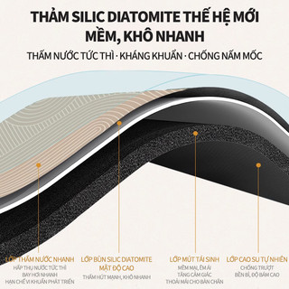 ZiinLife Thảm Silicon Lau Chân Phòng Tắm-Siêu Thấm Nước, Đế Cao Su Chống Trượt An Toàn, Dễ Vệ Sinh Cho Nhà Tắm, Nhà Bếp
