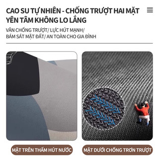 ZiinLife Thảm Silicon Lau Chân Phòng Tắm-Siêu Thấm Nước, Đế Cao Su Chống Trượt An Toàn, Dễ Vệ Sinh Cho Nhà Tắm, Nhà Bếp