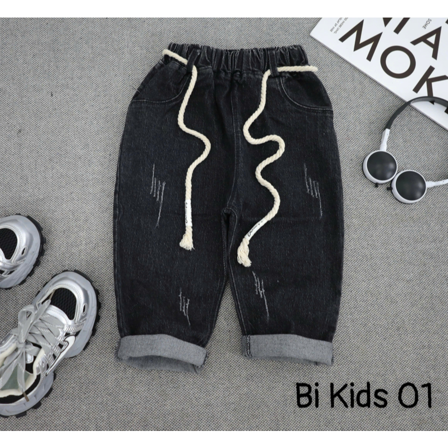 {Size Nhỡ - Đại } Quần jean bé trai phom baggy túi sau bạc