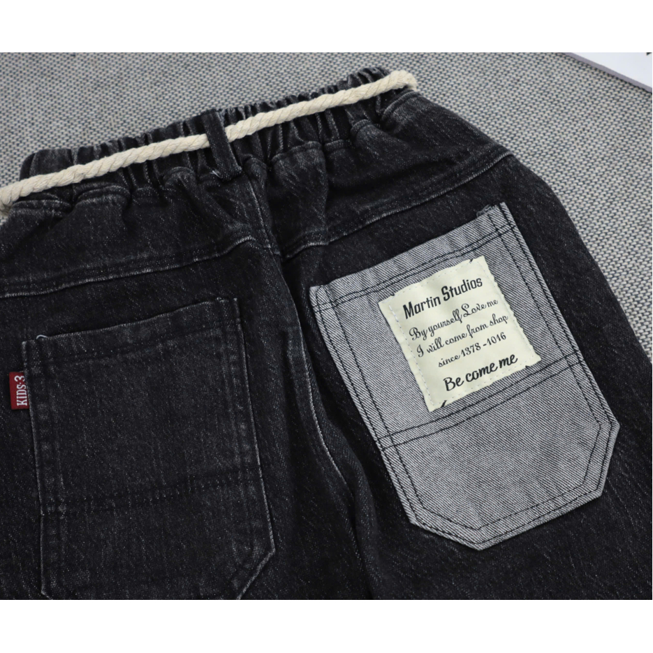 {Size Nhỡ - Đại } Quần jean bé trai phom baggy túi sau bạc