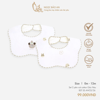 M&B (0M-12M) Combo 2 yếm nút chất cotton mềm mịn, yếm ăn dặm có nút sau gáy cho bé trai bé gái BST SS25