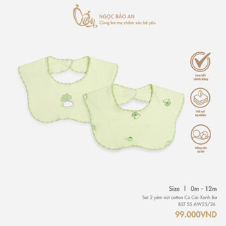 M&B (0M-12M) Combo 2 yếm nút chất cotton mềm mịn, yếm ăn dặm có nút sau gáy cho bé trai bé gái BST SS25