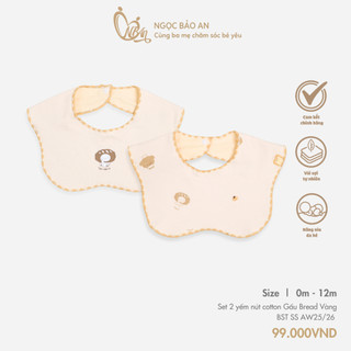 M&B (0M-12M) Combo 2 yếm nút chất cotton mềm mịn, yếm ăn dặm có nút sau gáy cho bé trai bé gái BST SS25